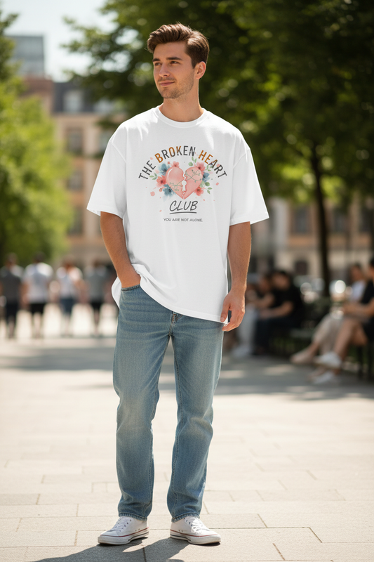 Man wearing oversized t-shirt