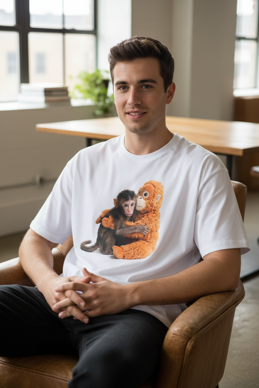 Man wearing oversized t-shirt