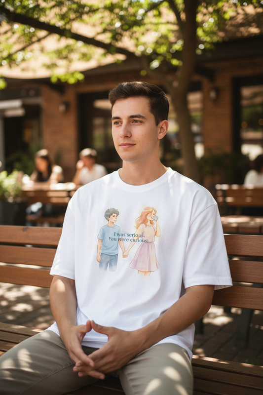 Man wearing oversized t-shirt