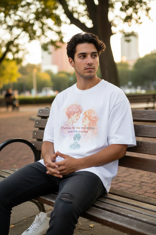 Man wearing oversized t-shirt