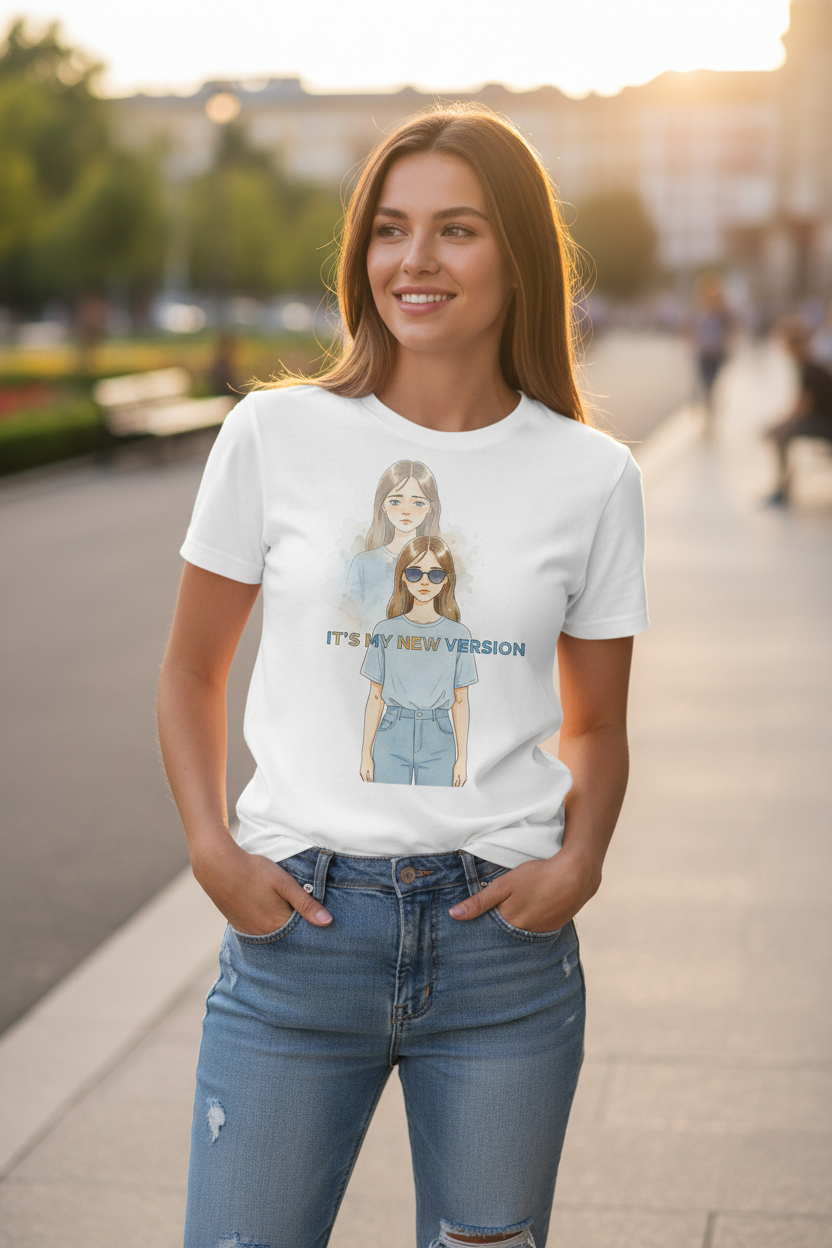 Woman wearing half sleeve t-shirt