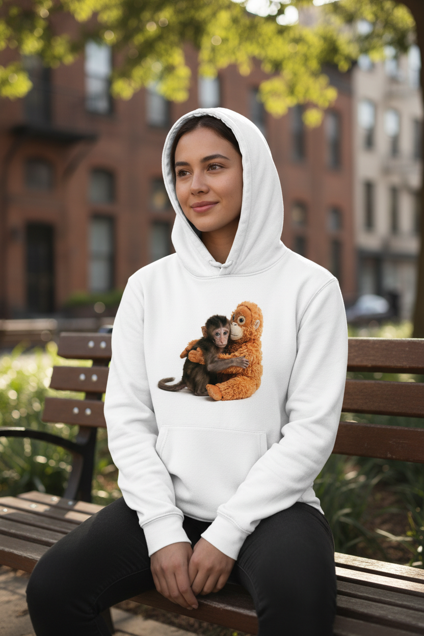 Woman wearing hoodie