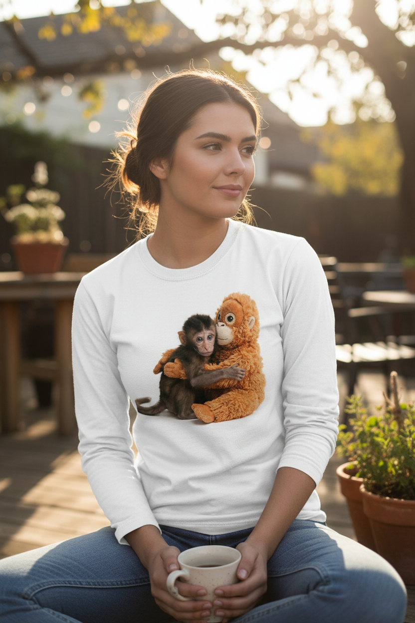 Woman wearing long sleeve t-shirt