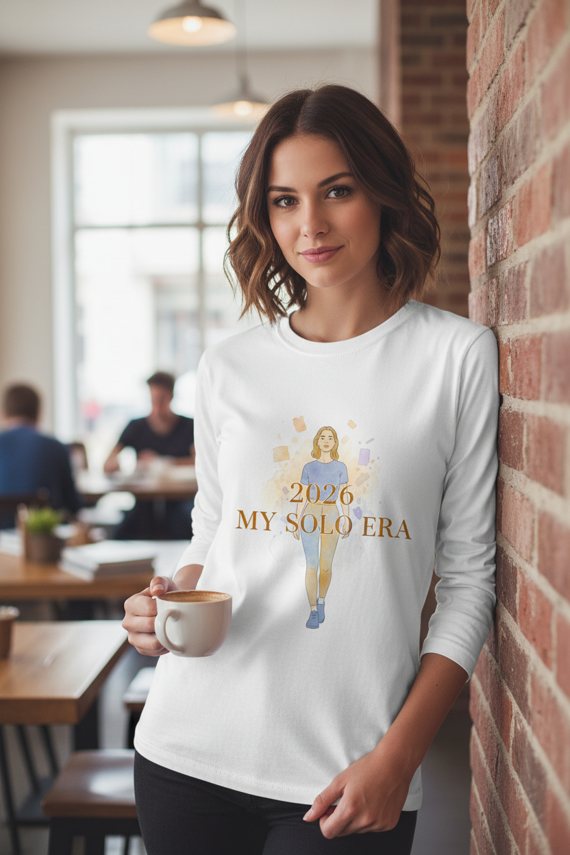 Woman wearing long sleeve t-shirt