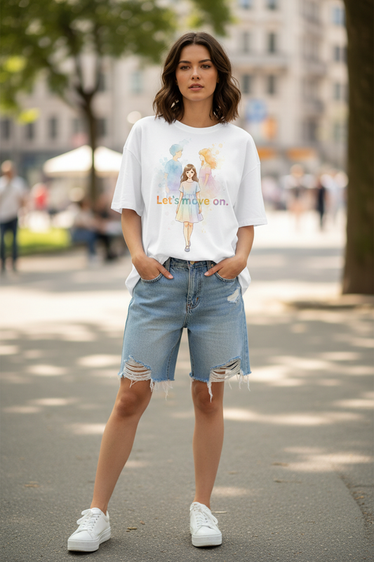 Woman wearing oversized t-shirt